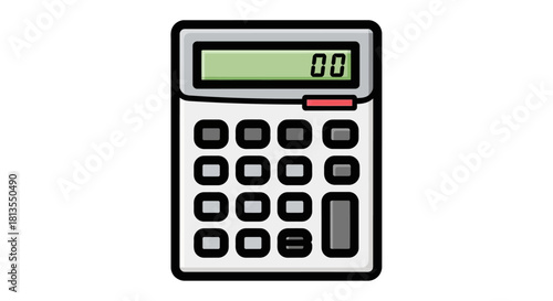 Illustration of a calculator with a green screen displaying '00'.