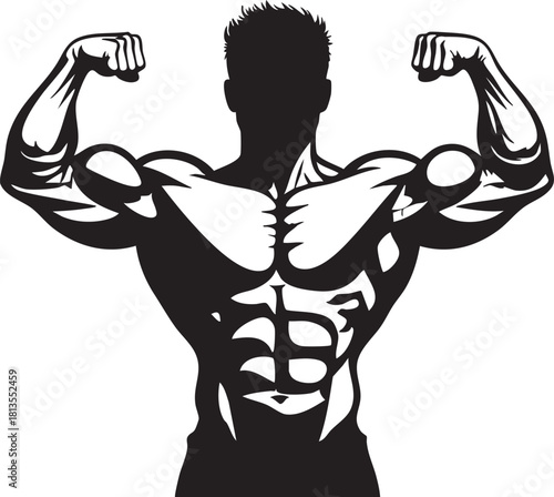 Bodybuilding vector: muscular man silhouette, fitness illustration eps
