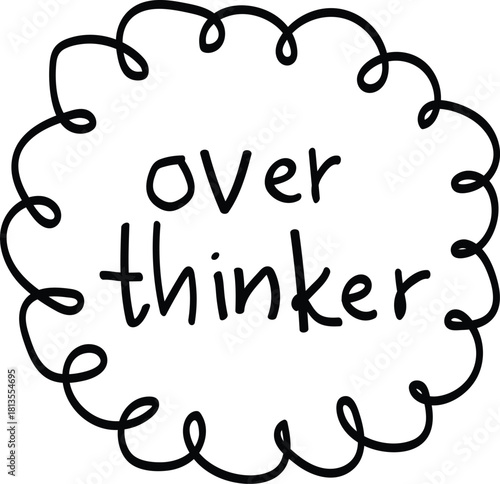Hand-Drawn Overthinker Mental Health Quote Vector