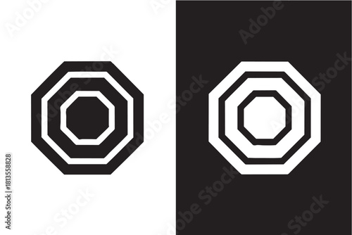 Octagon vector graphic: geometric shape, black and white design eps silhouette