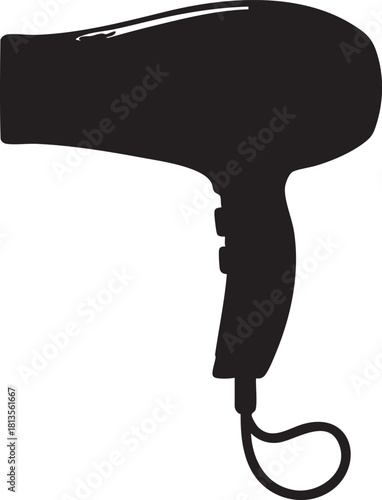 Hair dryer vector illustration: black silhouette clip art eps