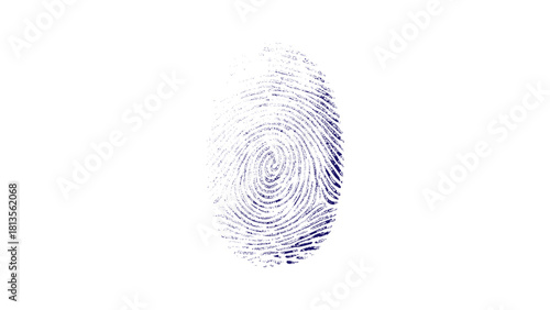 Unique blue fingerprint pattern representing identity, security, and personal data protection.  representing personal identification and digital security. Close up of a blue fingerprint with detailed 