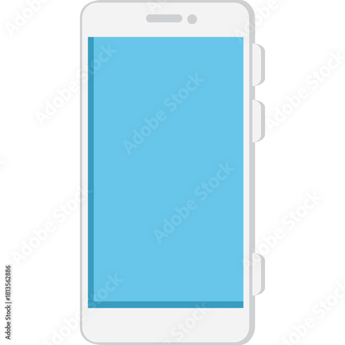 Minimalist Smartphone Icon With Light Blue Screen And White Frame On Transparent Background Simple Flat Design