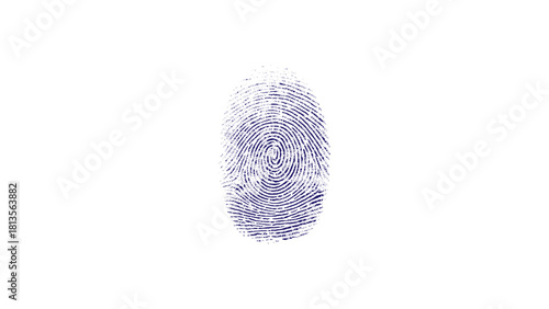 Unique blue fingerprint pattern representing identity, security, and personal data protection.  representing personal identification and digital security. Close up of a blue fingerprint with detailed 