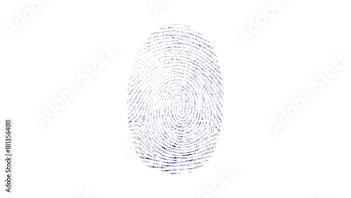 Unique blue fingerprint pattern representing identity, security, and personal data protection.  representing personal identification and digital security. Close up of a blue fingerprint with detailed 