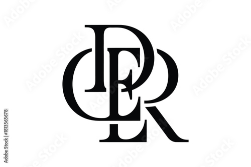 A monogram logo featuring the letters c d e and r in a stylish design