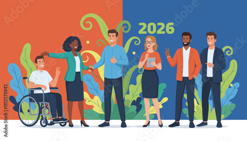 Diverse business team celebrating inclusion and partnership for 2026 success