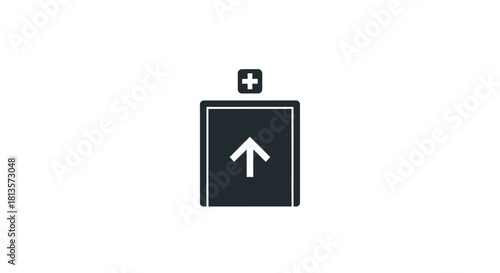 Elevator icon with an arrow pointing up simple flat vector glyph for app design isolated on white background