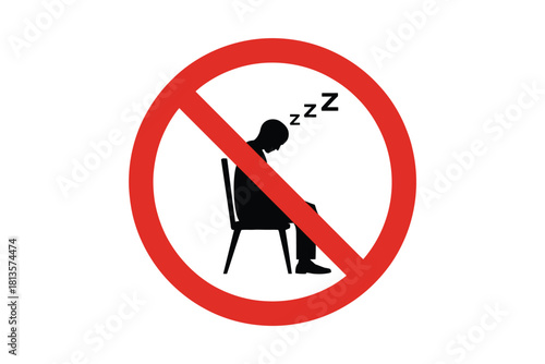 No sleeping allowed sign with person on chair