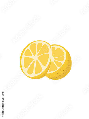 lemon slices flat vector illustration fresh citrus design