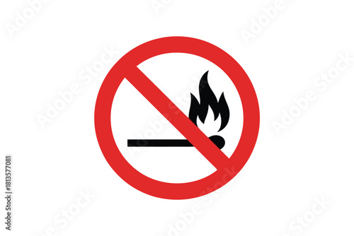 No open flames or matches allowed sign