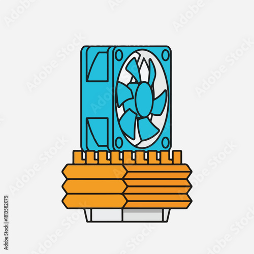 CPU Cooler Fan and Heatsink for Computer Processor.