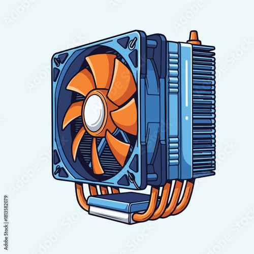 CPU Cooler Fan Illustration for Computer Hardware and Technology.