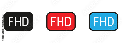 Colorful FHD Resolution Badges for Modern Technology Displays & High Definition Screens, Perfect for Tech Companies and Product Marketing Materials