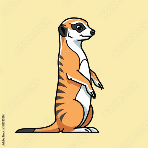 Cute Meerkat Standing Alertly on Guard.