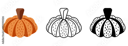 Fresh vegetable pumpkin isolated flat vector illustration