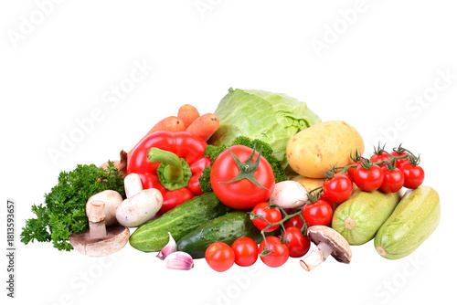 Fresh vegetables isolated on white background