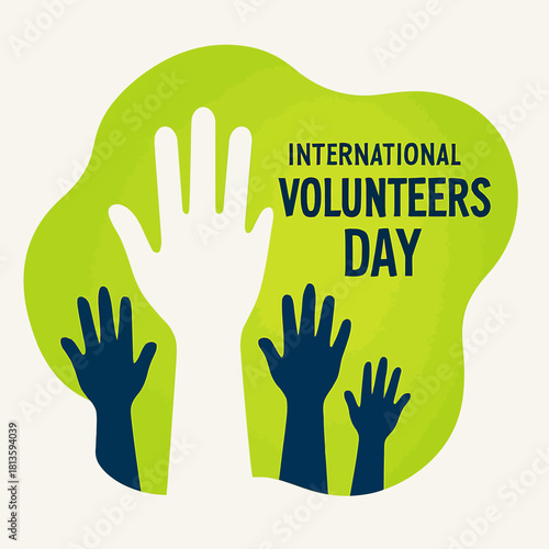 International volunteers day concept with raised hands in solidarity