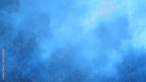 Abstract Dramatic Deep Blue Cloudscape Texture With Watercolor Background with Bright Central Glow for Fantasy, Sci-Fi, Aquatic & Digital Design.