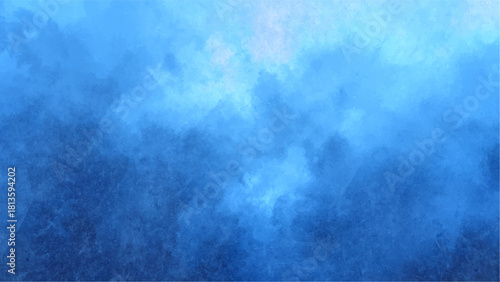 Abstract Dramatic Deep Blue Cloudscape Texture With Watercolor Background with Bright Central Glow for Fantasy, Sci-Fi, Aquatic & Digital Design.