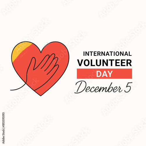 International volunteer day december 5 celebration graphic with heart