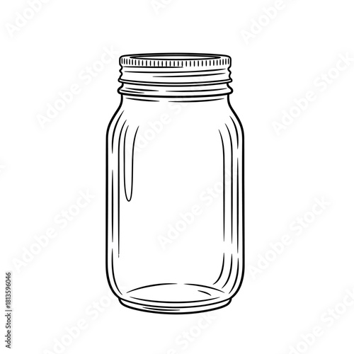 glass jar on white background
