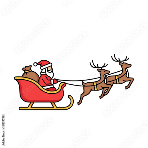 Santa Glides Through the Peaceful Winter Sky, Gently Guided by His Faithful Reindeer as He carries gifts, joy, and the warm spirit of Christmas to families across the world