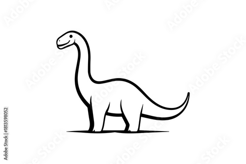 Friendly dinosaur stands proudly with cheerful expression, highlighting simplicity and charm