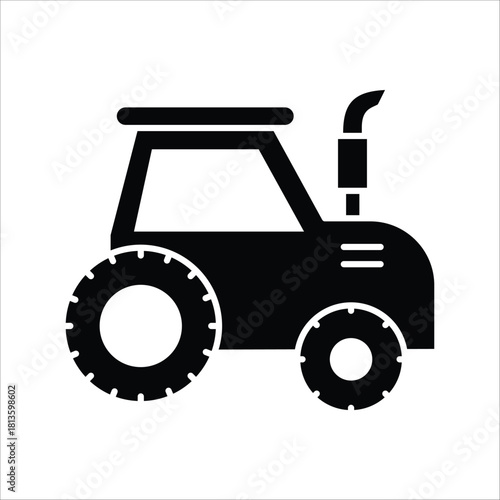 Simple vector icon of an agricultural tractor, representing farming, heavy machinery, and rural industry. Ideal for various design applications and infographics