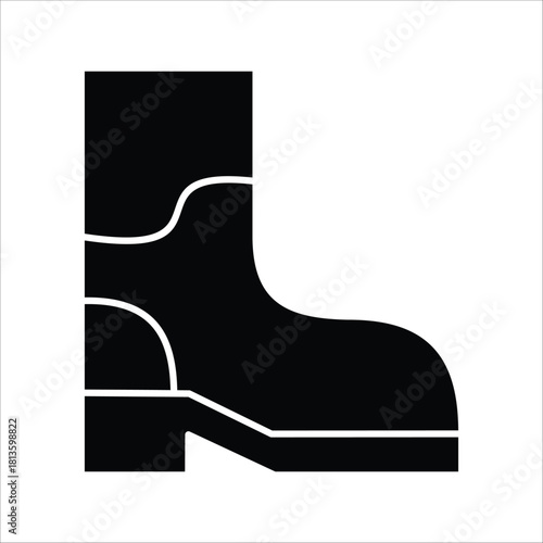 Durable safety boot graphic, an essential piece of personal protective equipment for industrial and construction workers, symbolizing workplace safety and protection