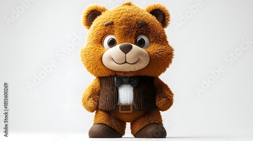 Adorable Teddy Bear Stuffed Toy with Friendly Smile Bringing Comfort and Joy