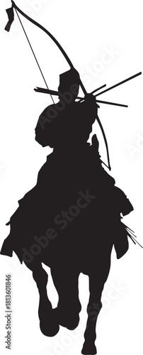 日本の伝統祭事である流鏑馬のシルエット