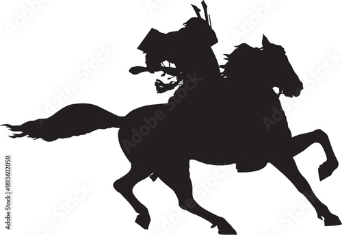 日本の戦国時代の武将の騎乗シルエット