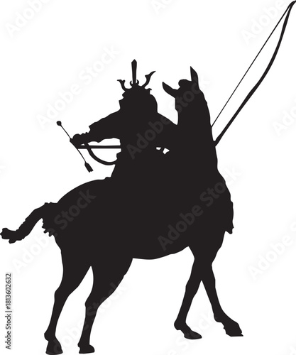 日本の戦国時代の武将の騎乗シルエット