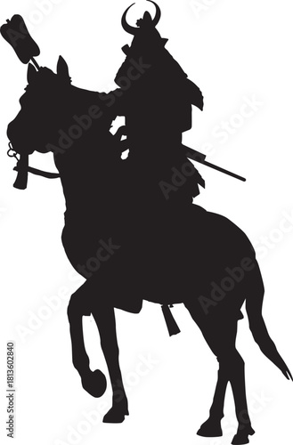 日本の戦国時代の武将の騎乗シルエット