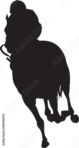 競馬の調教をしているシーンのシルエット