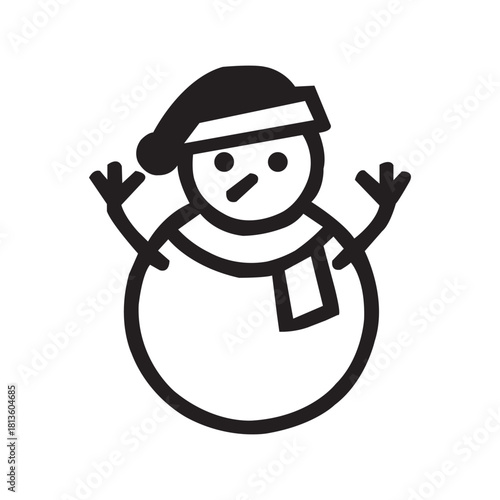 Illustration of a cheerful snowman wearing a hat