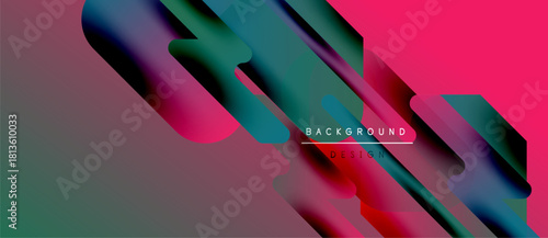 Abstract fluid shapes overlap, creating vibrant color gradients. Pink, teal, purple hues dominate design. Text reads background design.