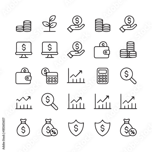 Business icon set, Teamwork and set of  thin line icons. Contains such icon collection as social media, business process, commerce, learning, shopping, industry, customer service.
