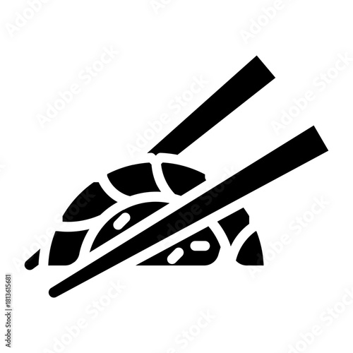 Nigiri sushi. This is a vector single icon with a solid style. It is suitable for various purposes, including website design, mobile app design, and logo design.