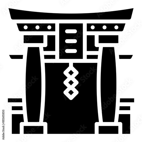 Torii gate. This is a vector single icon with a solid style. It is suitable for various purposes, including website design, mobile app design, and logo design.