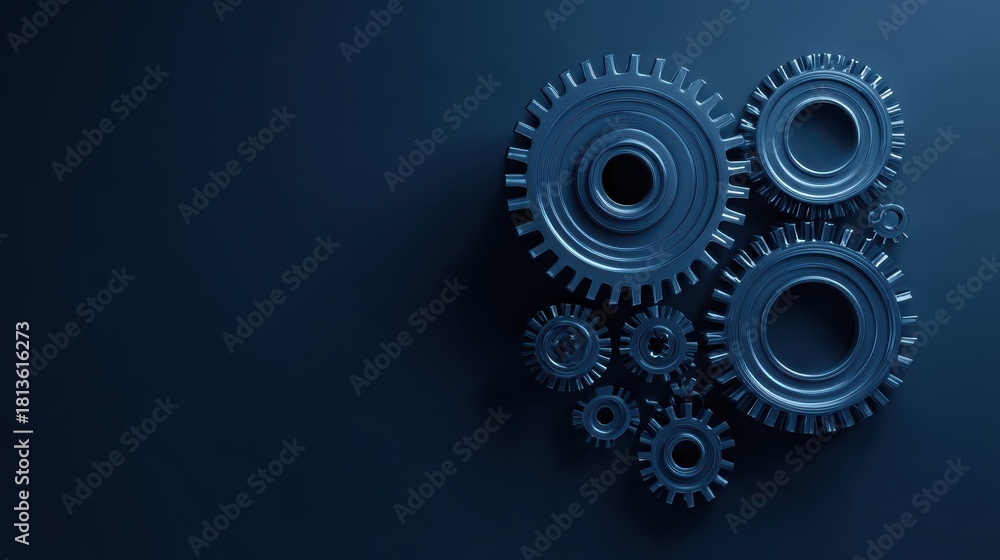 Fototapeta premium 2025 modern minimalist new year design template with gear icon on dark navy blue background