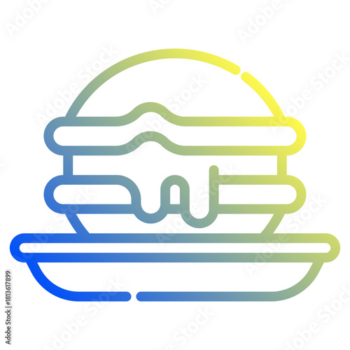 Dorayaki. This is a vector single icon with a dashed line gradient style. It is suitable for various purposes, including website design, mobile app design, and logo design.