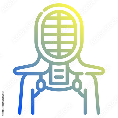 Japanese kendo. This is a vector single icon with a dashed line gradient style. It is suitable for various purposes, including website design, mobile app design, and logo design.