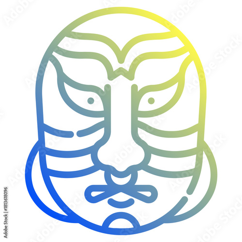 Kabuki mask. This is a vector single icon with a dashed line gradient style. It is suitable for various purposes, including website design, mobile app design, and logo design.