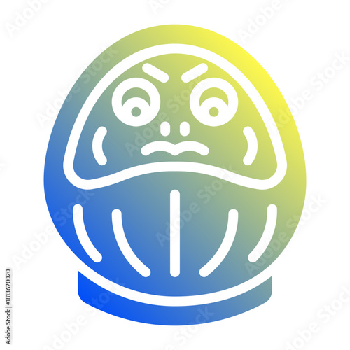 Daruma doll. This is a vector single icon with a solid gradient style. It is suitable for various purposes, including website design, mobile app design, and logo design.
