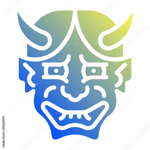 Hannya mask. This is a vector single icon with a solid gradient style. It is suitable for various purposes, including website design, mobile app design, and logo design.