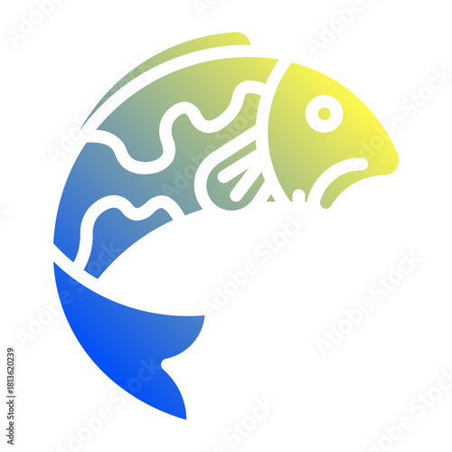 Koi fish. This is a vector single icon with a solid gradient style. It is suitable for various purposes, including website design, mobile app design, and logo design.