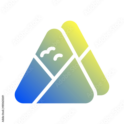 Onigiri. This is a vector single icon with a solid gradient style. It is suitable for various purposes, including website design, mobile app design, and logo design.