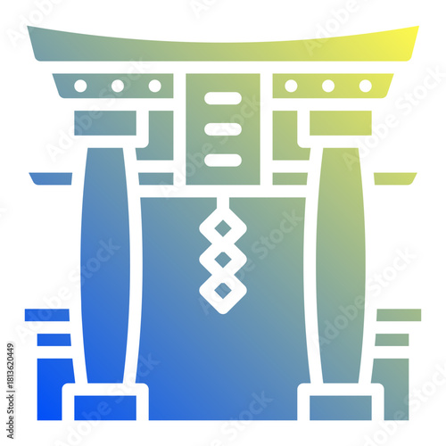 Torii gates. This is a vector single icon with a solid gradient style. It is suitable for various purposes, including website design, mobile app design, and logo design.